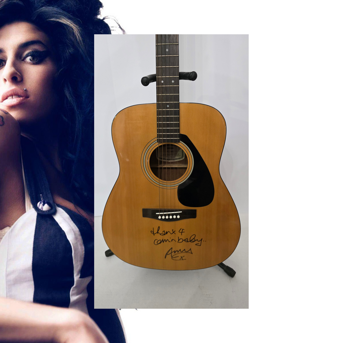 Amy Winehouse Yamaha full size acoustic guitar photo proof CHAT GPT AI verified analysis OF AUTHENTICATION & certification with provenance