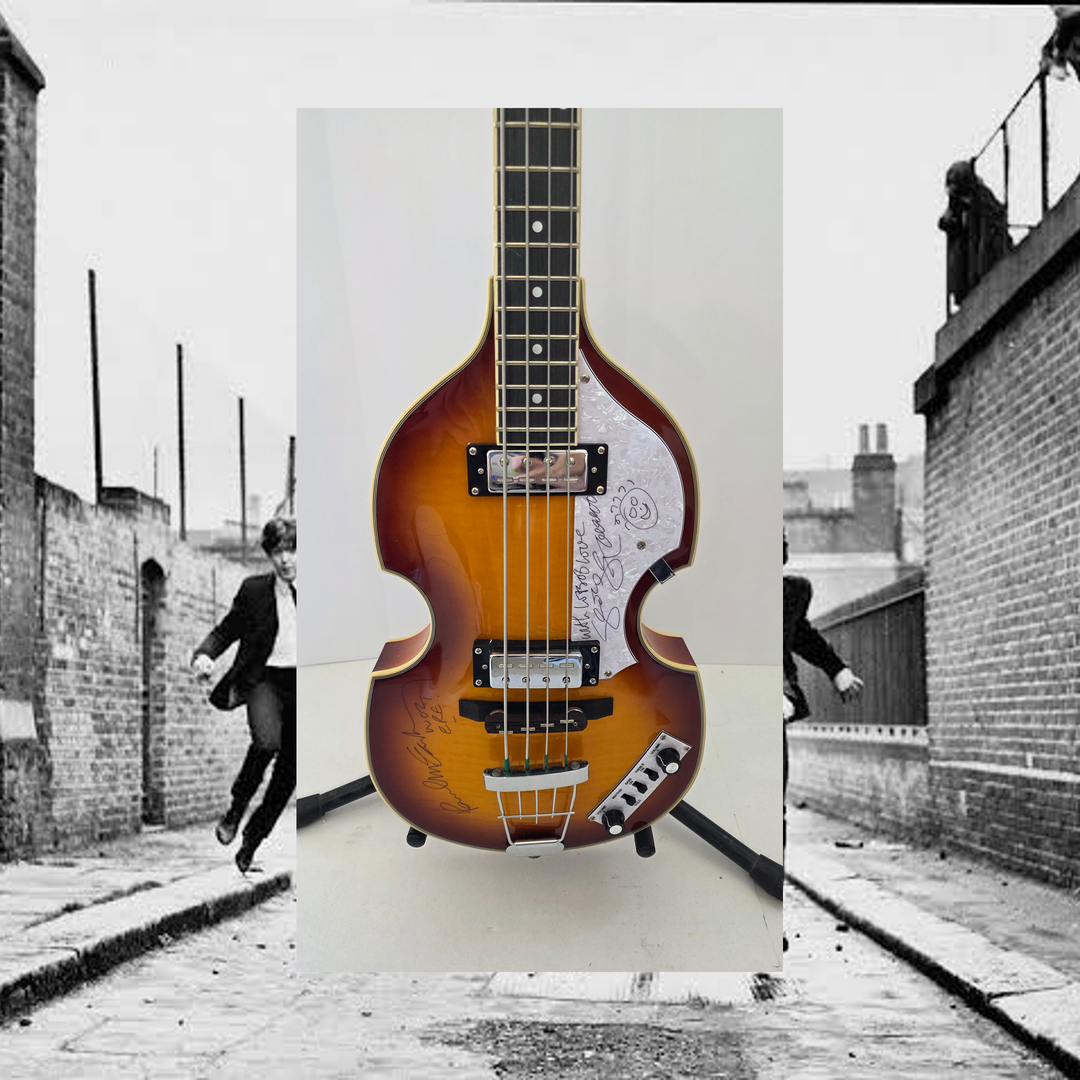 Paul McCartney & George Harrison Vintage Höfner-Style Sunburst Bass Guitar signed with proof and full provenance & CHAT GPT Authentication analysis - AA09260185 - image 1
