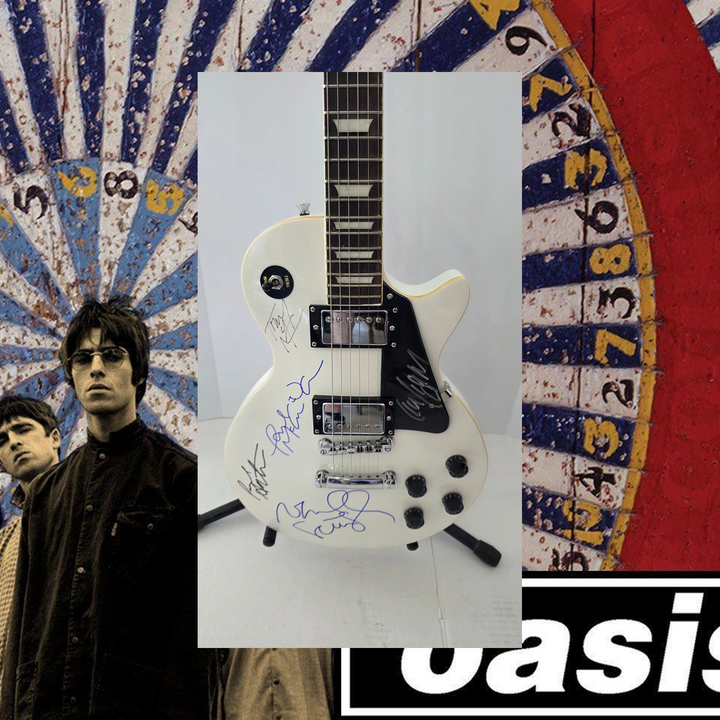 Oasis vintage white les paul guitar signed with photo proof and full provenance & CHAT GPT Authentication analysis - AA0926071 - image 1
