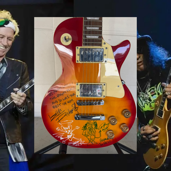 Angus Young Slash Keith Richards vintage cherry les paul electric guitar signed with photo proof and full provenance & CHAT GPT Authentication analysis - AA09260247 - image 1