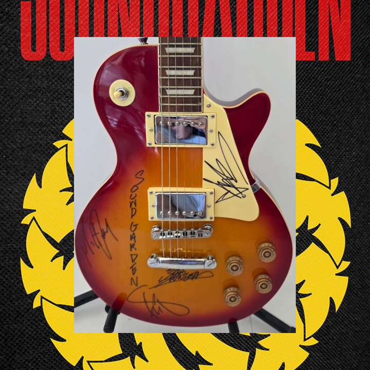 Soundgarden Kim Thayil, Matt Cameron, Chris Cornell and Ben Shepherd  vintage cherry les paul electric guitar signed with photo proof and full provenance & CHAT GPT Authentication analysis - AA0926063 - image 1