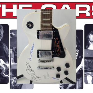 The Cars David Robinson, Ric Ocasek, Greg Hawkes, Benjamin Orr and Elliot Easton vintage white les paul electric guitar signed with photo proof and full provenance & CHAT GPT Authentication analysis