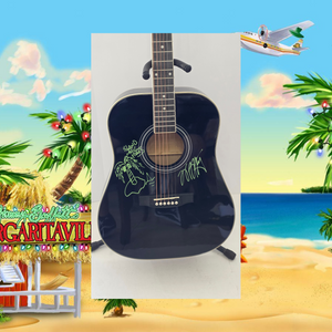 Jimmy Buffett signed acoustic guitar with sketch with photo proof and full provenance & CHAT GPT Authentication analysis