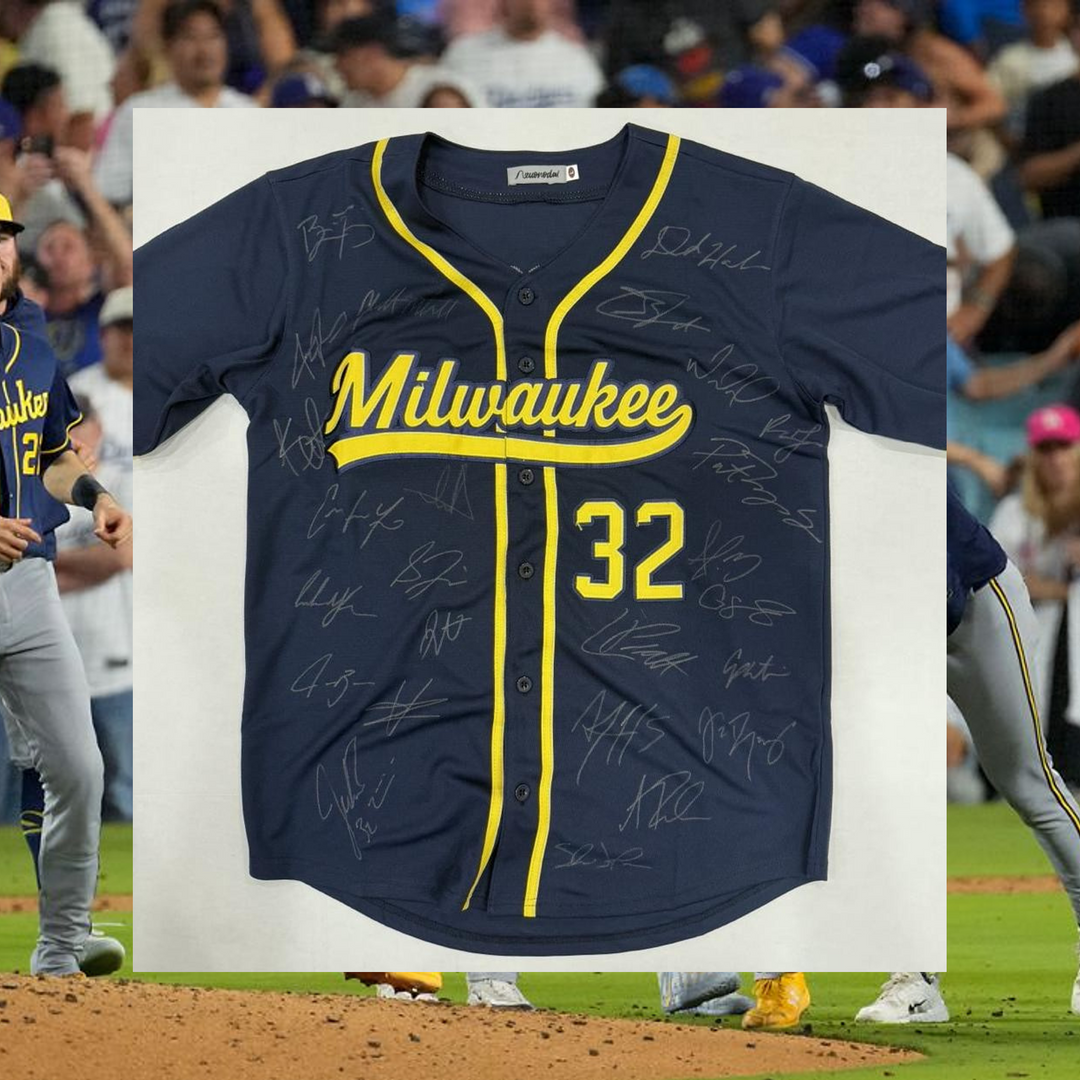 Milwaukee Brewers 2026 team signed MLB game model authentic size XL jersey team signed with photo proof, full provenance & CHAT GPT Authentication analysis - AA09260251 - image 1