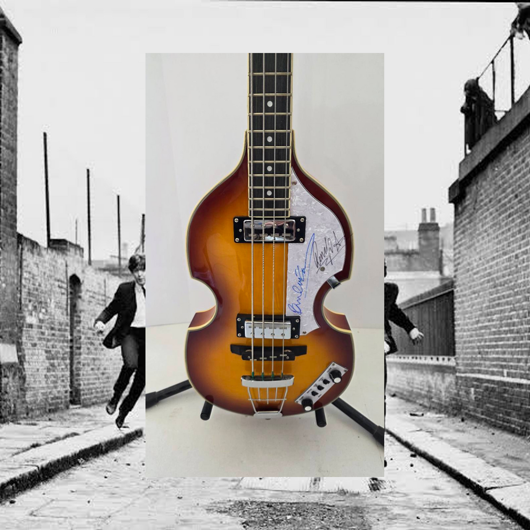 Paul McCartney and Ringo Starr vintage sunburst Hofner Bass guitar signed with proof and full provenance & CHAT GPT Authentication analysis - AA09260186 - image 1