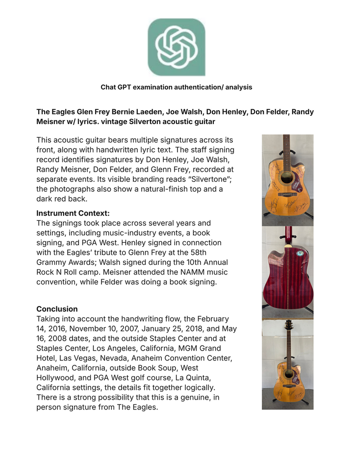 The Eagles Glen Frey Bernie Laeden, Joe Walsh, Don Henley, Don Felder, Randy Meisner w/ lyrics. vintage Silverton acoustic guitar - AA09260127 - image 11