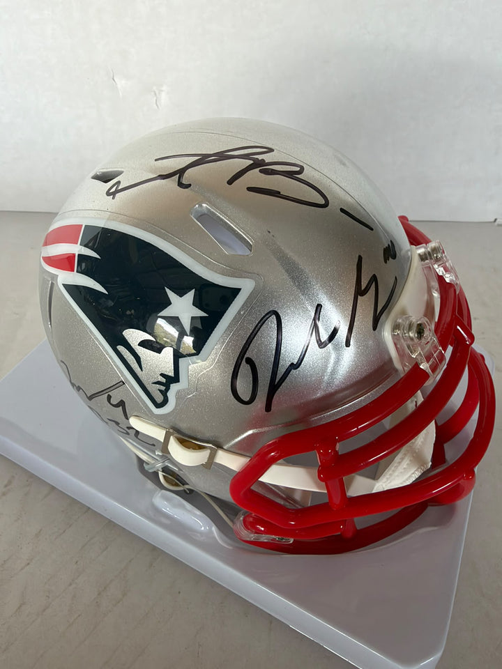 New England Patriots Drake Maye TrevYon Henderson & AJ Brown  mini helmet signed with photo proof full provenance & CHAT GPT Authentication analysis - AA09260243 - image 2
