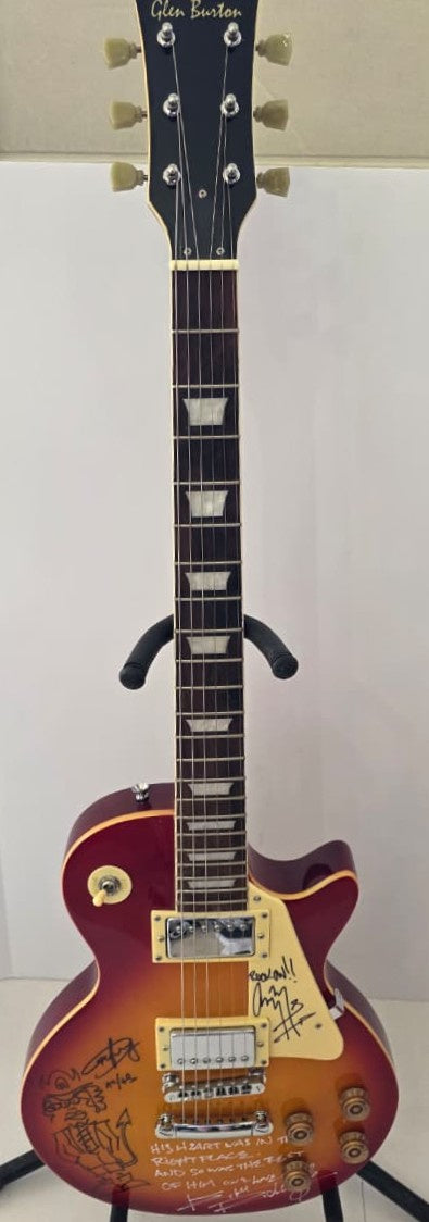 Angus Young, Keith Richards and Jimmy Page vintage cherry les paul electric guitar signed with photo proof and full provenance & CHAT GPT Authentication analysis - AA0926064 - image 2