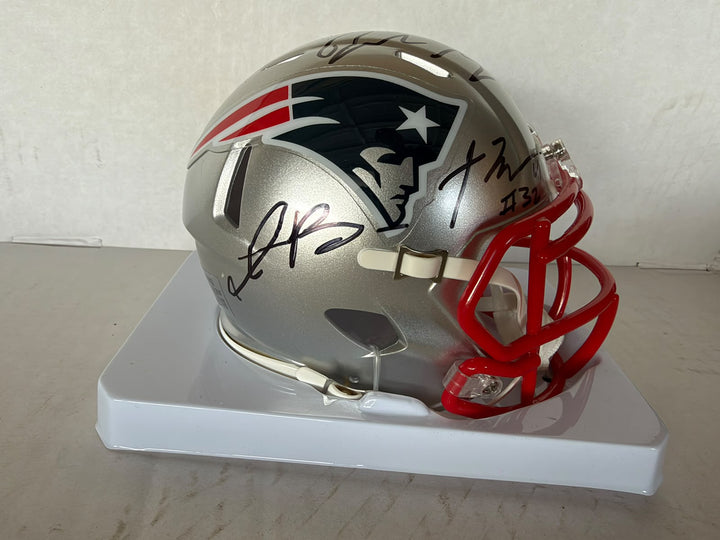 New England Patriots Drake Maye TrevYon Henderson & AJ Brown  mini helmet signed with photo proof full provenance & CHAT GPT Authentication analysis - AA09260241 - image 2