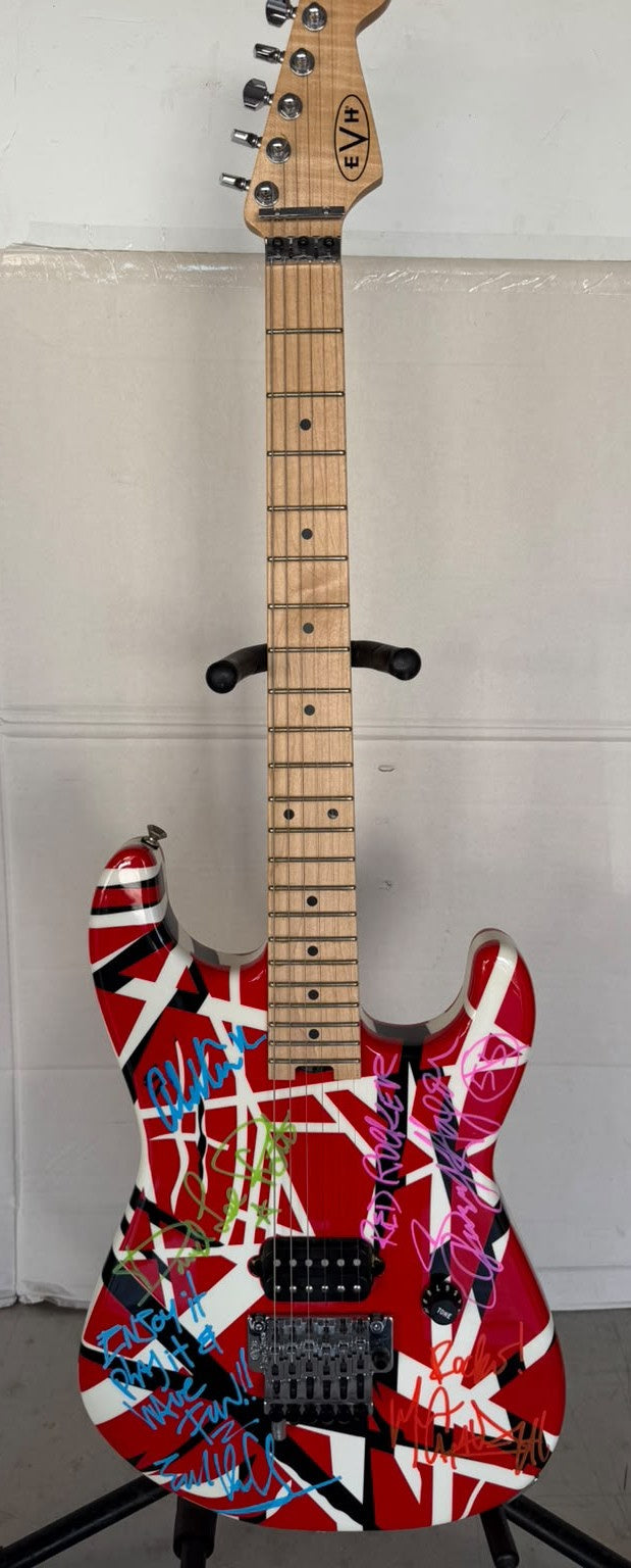 EVH Eddie Van Halen Alex Van Halen, David Lee Roth, Michael Anthony,  Sammy Hagar Stratocater Stripe Series electric guitar igned with full certification, AI verification analysis & photo proof - AA09260189 - image 2