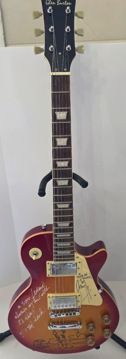 Jeff Beck (inscribed) Eric Clapton (sketch), Jimmy Page (Inscribed)  vintage Cherry les paul electric guitar signed with photo proof and full provenance & CHAT GPT Authentication analysis - AA0926089 - image 2