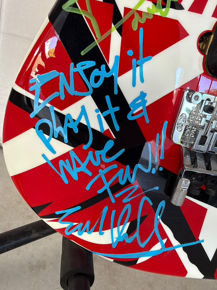 EVH Eddie Van Halen Alex Van Halen, David Lee Roth, Michael Anthony,  Sammy Hagar Stratocater Stripe Series electric guitar igned with full certification, AI verification analysis & photo proof - AA09260189 - image 3
