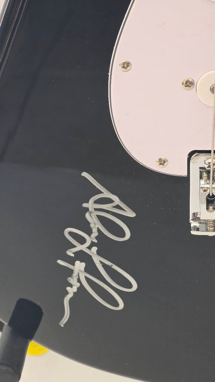 Rush Neil Peart, Geddy Lee and Alex Lifeson black Stratocaster full size electric guitar signed with proof and full provenance & CHAT GPT Authentication analysis - AA09260193 - image 3