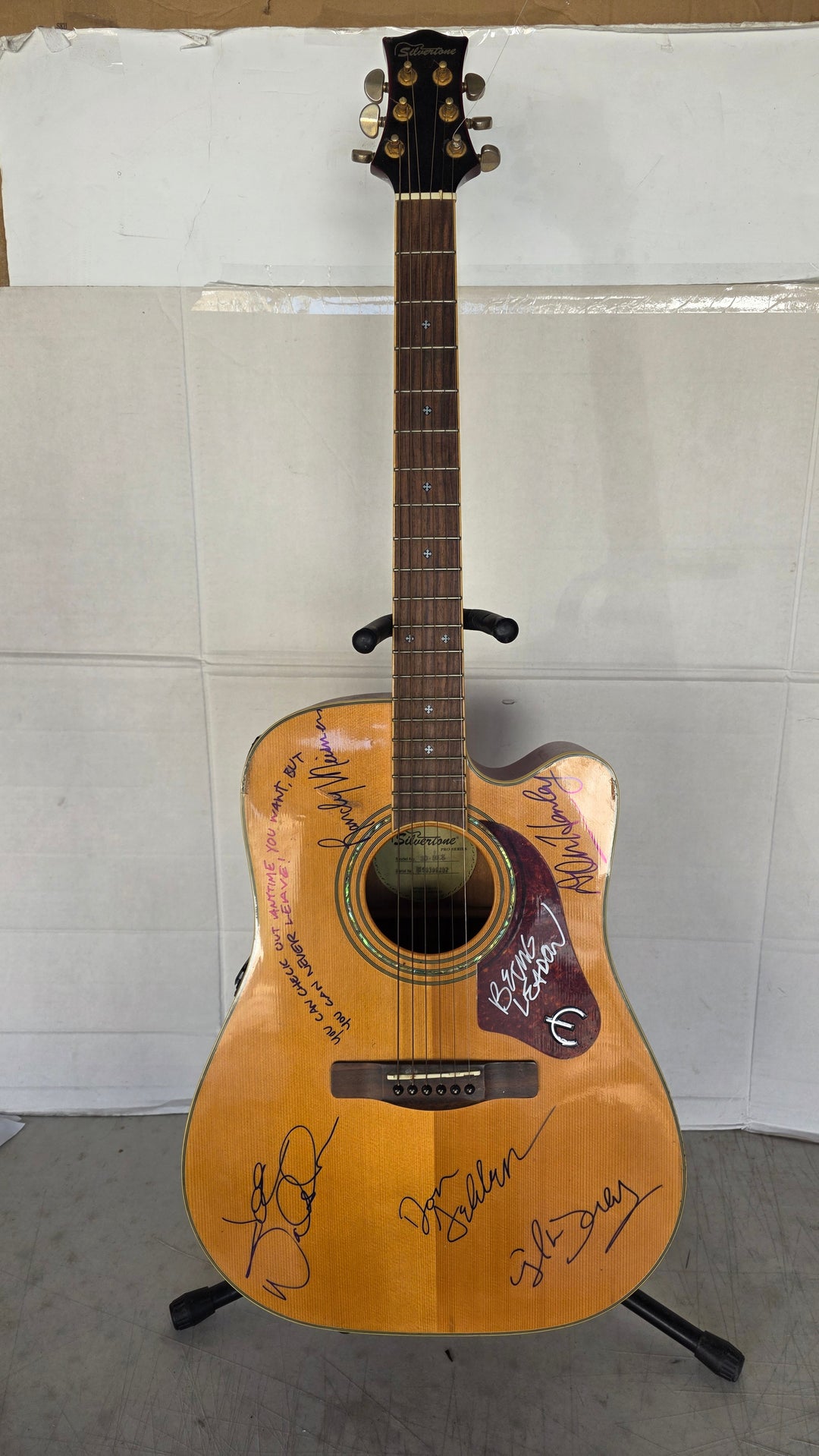 The Eagles Glen Frey Bernie Laeden, Joe Walsh, Don Henley, Don Felder, Randy Meisner w/ lyrics. vintage Silverton acoustic guitar - AA09260127 - image 3