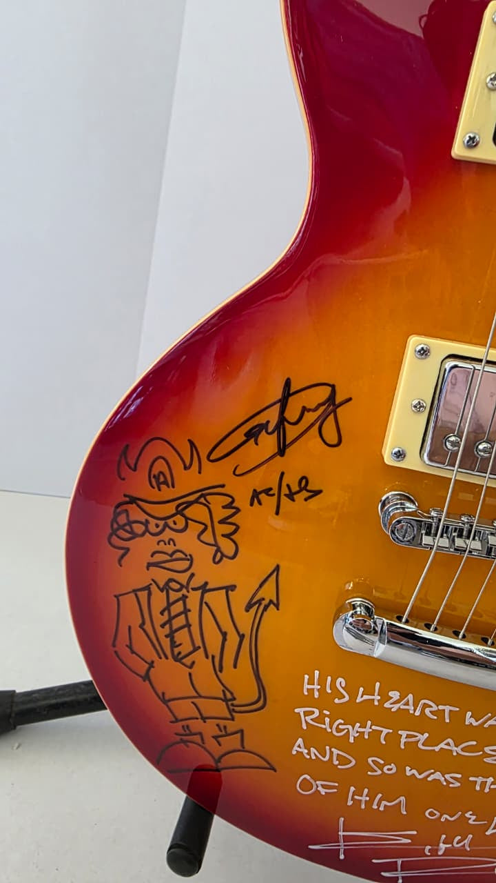 Angus Young, Keith Richards and Jimmy Page vintage cherry les paul electric guitar signed with photo proof and full provenance & CHAT GPT Authentication analysis - AA0926064 - image 3