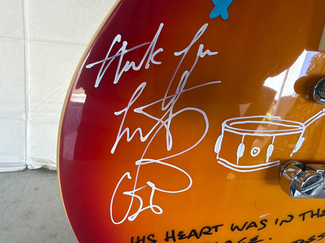 Rolling Stones Mick Jagger, Keith Richards, Bill Wyman, Charlie Watts & Ronnie Wood cherry les paul electric guitar signed with photo proof and full provenance & CHAT GPT Authentication analysis - AA09260246 - image 3