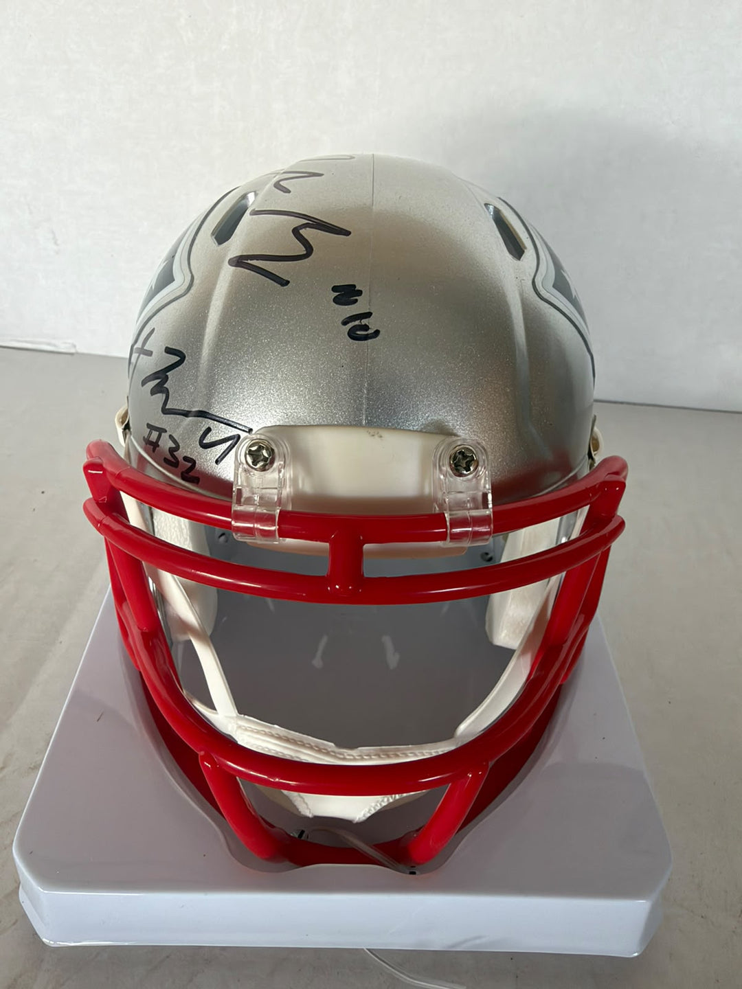 New England Patriots Drake Maye TrevYon Henderson & AJ Brown  mini helmet signed with photo proof full provenance & CHAT GPT Authentication analysis - AA09260241 - image 3