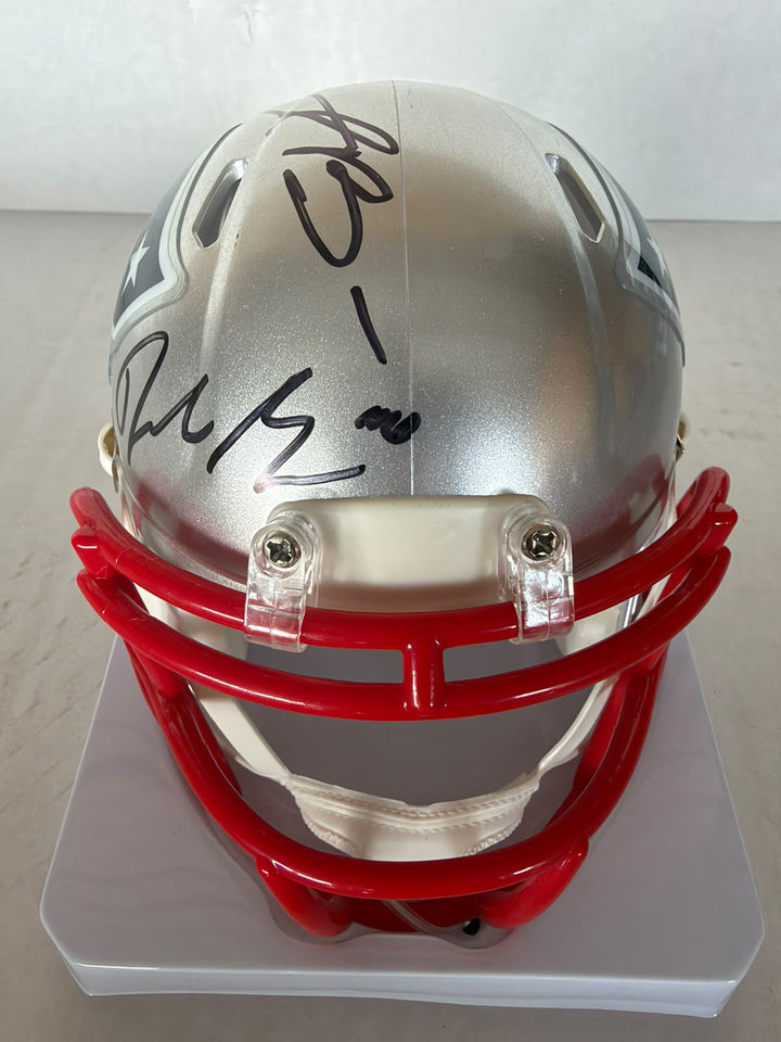 New England Patriots Drake Maye TrevYon Henderson & AJ Brown  mini helmet signed with photo proof full provenance & CHAT GPT Authentication analysis - AA09260243 - image 3