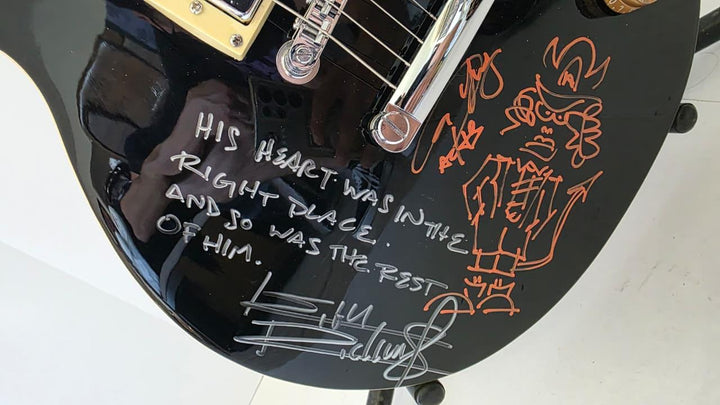 Jimmy Page "Rock On", Angus Young with sketch, Keith Richards vintage Black les paul electric guitar signed with photo proof and full provenance & CHAT GPT Authentication analysis - AA0926086 - image 3