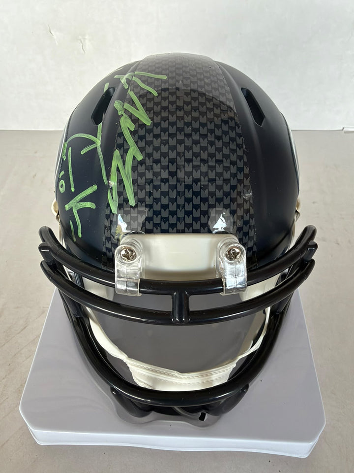 Seattle Seahawks Keneth Walker 111, Sam Darnold, Jaxson Smith- Njigba, Cooper Kupp Riddell mini helmet signed with photo proof full provenance & CHAT GPT Authentication analysis - AA09260235 - image 3
