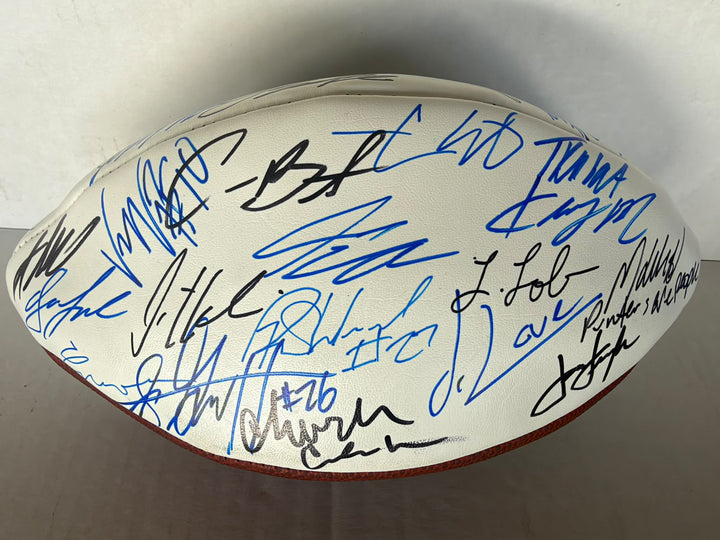 Seattle Seahawks 2025-26 Super Bowl Champs team signed 45 players Sam Darnold, Keneth Walker 111, Jaxson Smith- Njigba. Cooper Kupp full size logo football signed with photo proof full provenance & CHAT GPT Authentication analysis - AA09260234 - image 3