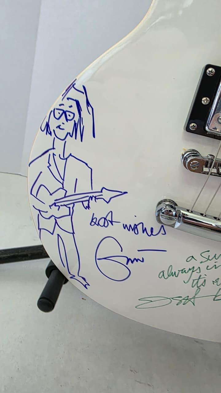 Eric Clapton (sketch), Jimmy Page (Inscribed), Jeff Beck (inscribed) vintage White les paul electric guitar signed with photo proof and full provenance & CHAT GPT Authentication analysis - AA0926083 - image 3
