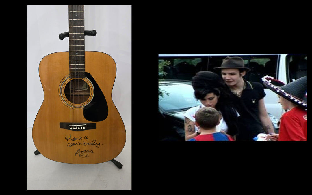 Amy Winehouse Yamaha full size acoustic guitar photo proof CHAT GPT AI verified analysis OF AUTHENTICATION & certification with provenance - AA09260161 - image 4