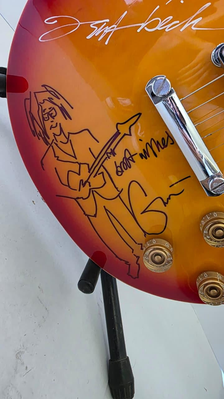 Jeff Beck (inscribed) Eric Clapton (sketch), Jimmy Page (Inscribed)  vintage Cherry les paul electric guitar signed with photo proof and full provenance & CHAT GPT Authentication analysis - AA0926089 - image 4