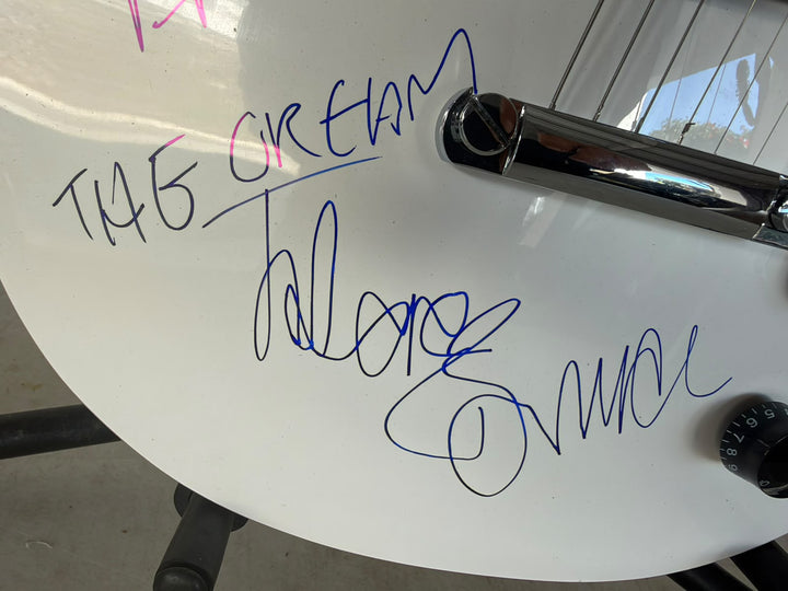 Cream Eric Clapton, Ginger Baker and Jack Bruce vintage white les paul electric guitar signed with photo proof and full provenance & CHAT GPT Authentication analysis - AA09260260 - image 4