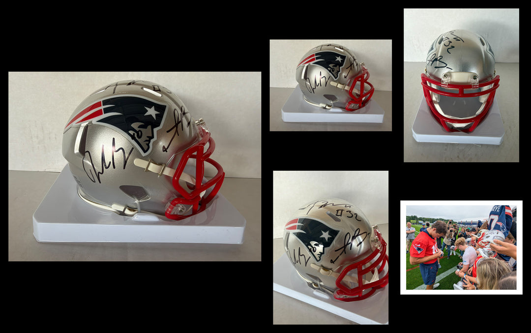 New England Patriots Drake Maye TrevYon Henderson & AJ Brown mini helmet signed with photo proof full provenance & CHAT GPT Authentication analysis - AA09260240 - image 4