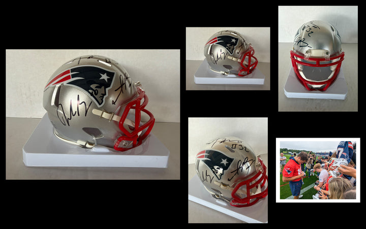New England Patriots Drake Maye TrevYon Henderson & AJ Brown mini helmet signed with photo proof full provenance & CHAT GPT Authentication analysis - AA09260240 - image 4