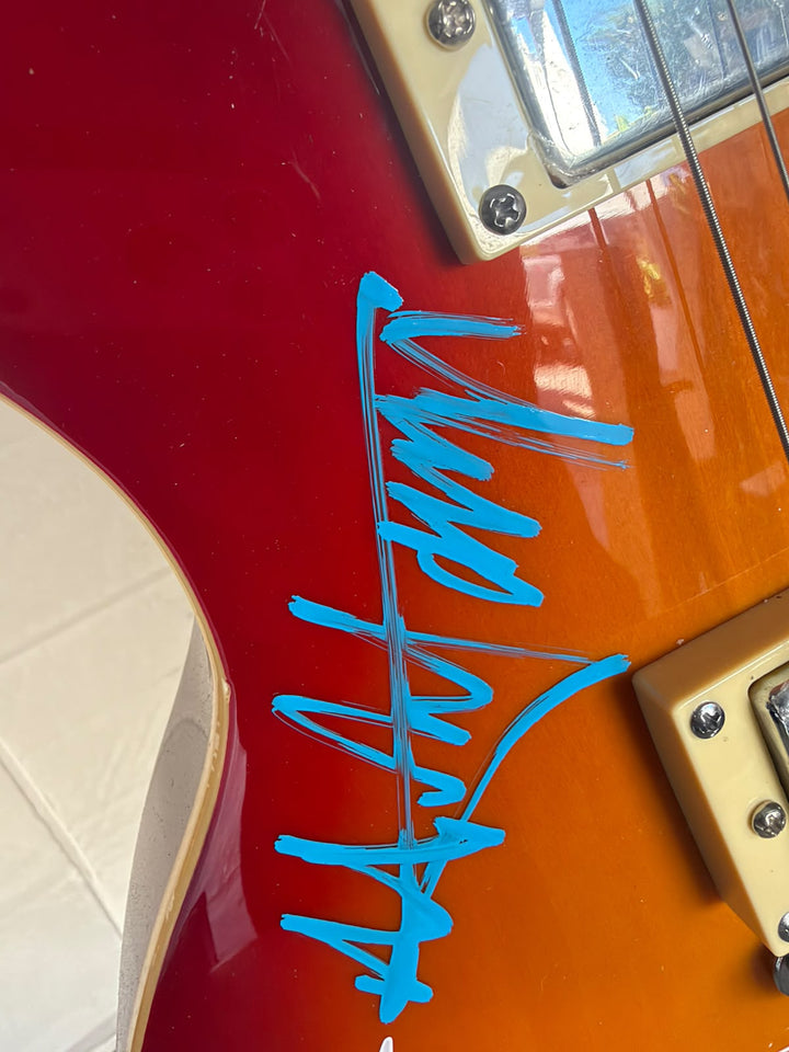 Rolling Stones Mick Jagger, Keith Richards, Bill Wyman, Charlie Watts & Ronnie Wood cherry les paul electric guitar signed with photo proof and full provenance & CHAT GPT Authentication analysis - AA09260246 - image 4