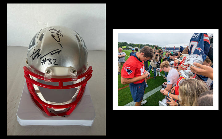 New England Patriots Drake Maye TrevYon Henderson & AJ Brown  mini helmet signed with photo proof full provenance & CHAT GPT Authentication analysis - AA09260242 - image 4