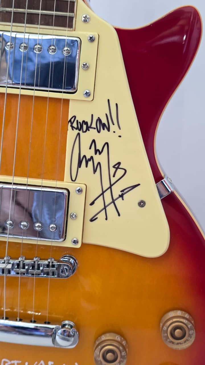 Angus Young, Keith Richards and Jimmy Page vintage cherry les paul electric guitar signed with photo proof and full provenance & CHAT GPT Authentication analysis - AA0926064 - image 5