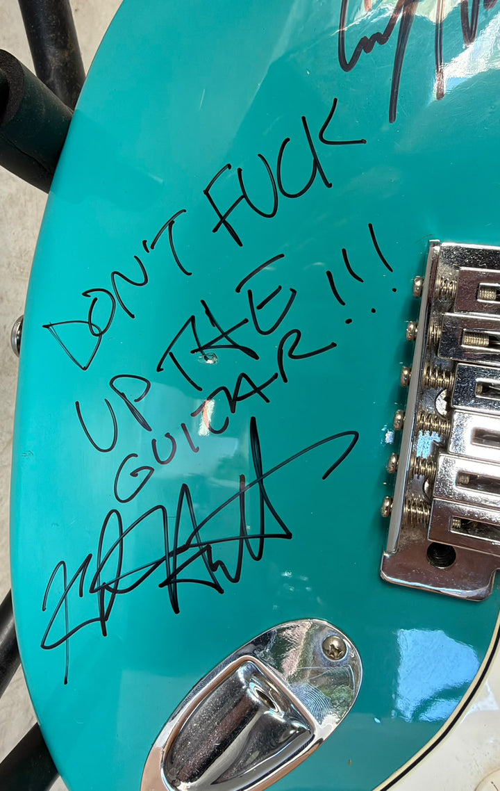 Metallica James Hetfield, Cliff Burton, Lars Ulrich, Kirtk Hammett 1980's Hondo Electric Guitar H-760 Sea Foam Green signed with full certification, AI verification analysis & photo proof - AA092607 - image 5