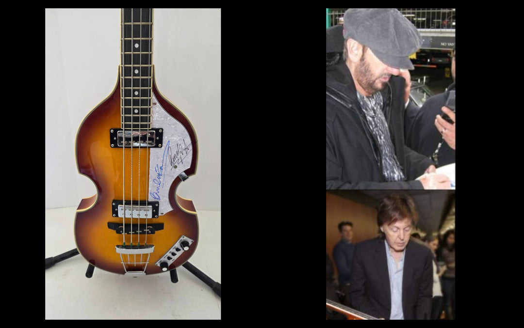 Paul McCartney and Ringo Starr vintage sunburst Hofner Bass guitar signed with proof and full provenance & CHAT GPT Authentication analysis - AA09260186 - image 5