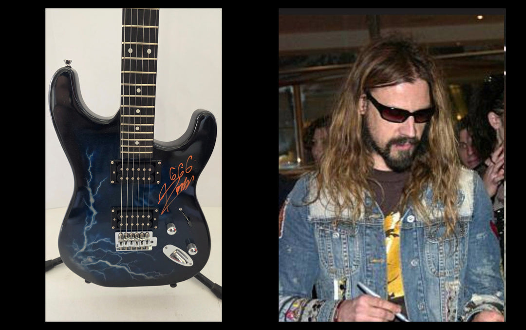 Rob Zombie full size black Lightning electric guitar signed with proof and full provenance & CHAT GPT Authentication analysis - AA09260182 - image 5
