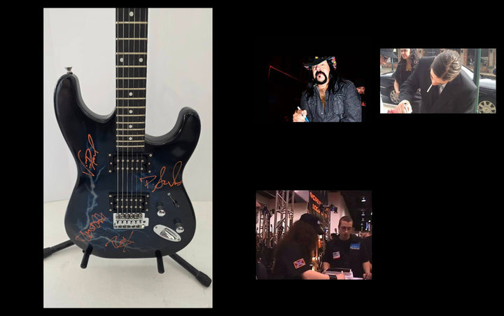 Pantera Dimebag Darrell Abbott, Vinnie Paul, Phil Anselmo and Rex Brown full size Lightning electric guitar signed with proof and full provenance & CHAT GPT Authentication analysis - AA09260178 - image 6