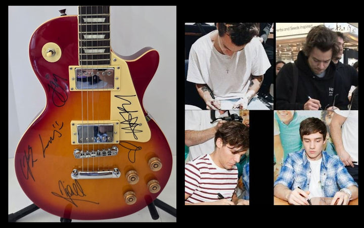 Harry Styles and One Direction vintage cherry les paul electric guitar signed with photo proof and full provenance & CHAT GPT Authentication analysis - AA0926061 - image 6