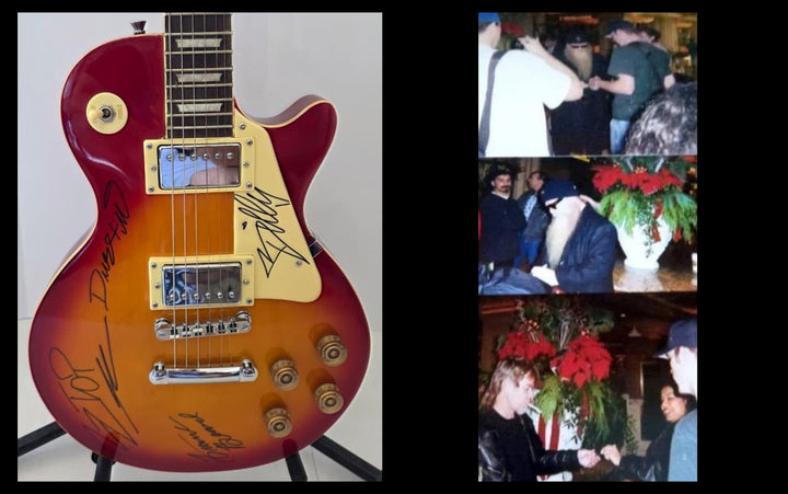 ZZ Top Billy Gibbons, Dusty Hill and Frank Beard vintage cherry les paul electric guitar signed with photo proof and full provenance & CHAT GPT Authentication analysis - AA0926062 - image 6