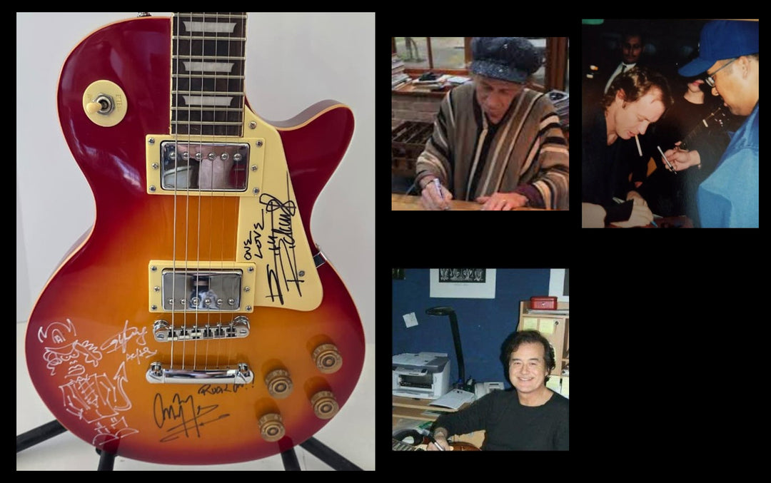 Keith Richards, Angus Young and Jimmy Page vintage cherry les paul electric guitar signed with photo proof and full provenance & CHAT GPT Authentication analysis - AA0926067 - image 6