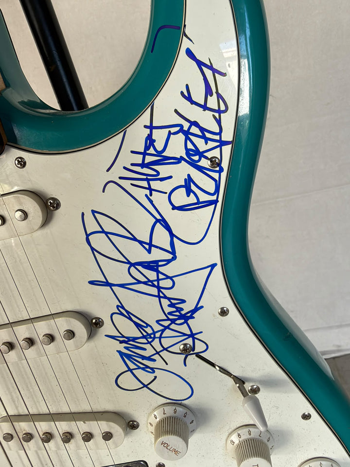 Metallica James Hetfield, Cliff Burton, Lars Ulrich, Kirtk Hammett 1980's Hondo Electric Guitar H-760 Sea Foam Green signed with full certification, AI verification analysis & photo proof - AA092607 - image 6