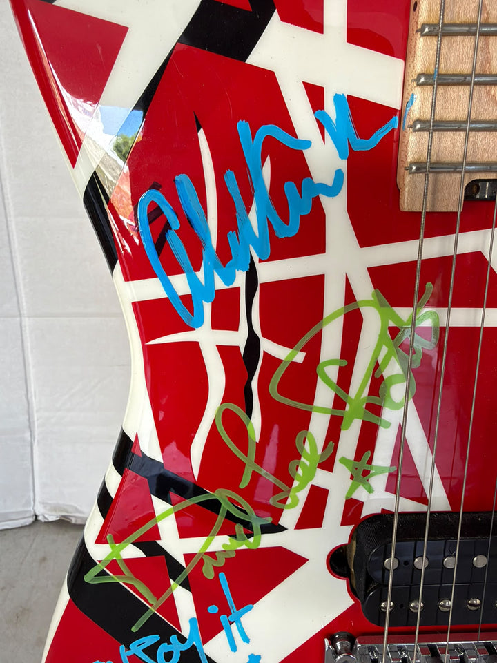 EVH Eddie Van Halen Alex Van Halen, David Lee Roth, Michael Anthony,  Sammy Hagar Stratocater Stripe Series electric guitar igned with full certification, AI verification analysis & photo proof - AA09260189 - image 6