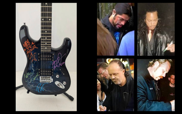 Metallica James Hetfield, Lars Ulrich, Robert Trujillo and Kirk Hammett full size Lightning electric guitar signed with proof and full provenance & CHAT GPT Authentication analysis - AA09260176 - image 6