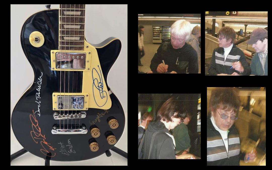 The Cars David Robinson, Ric Ocasek, Greg Hawkes, Benjamin Orr and Elliot Easton vintage black les paul electric guitar signed with photo proof and full provenance & CHAT GPT Authentication analysis - AA0926066 - image 6