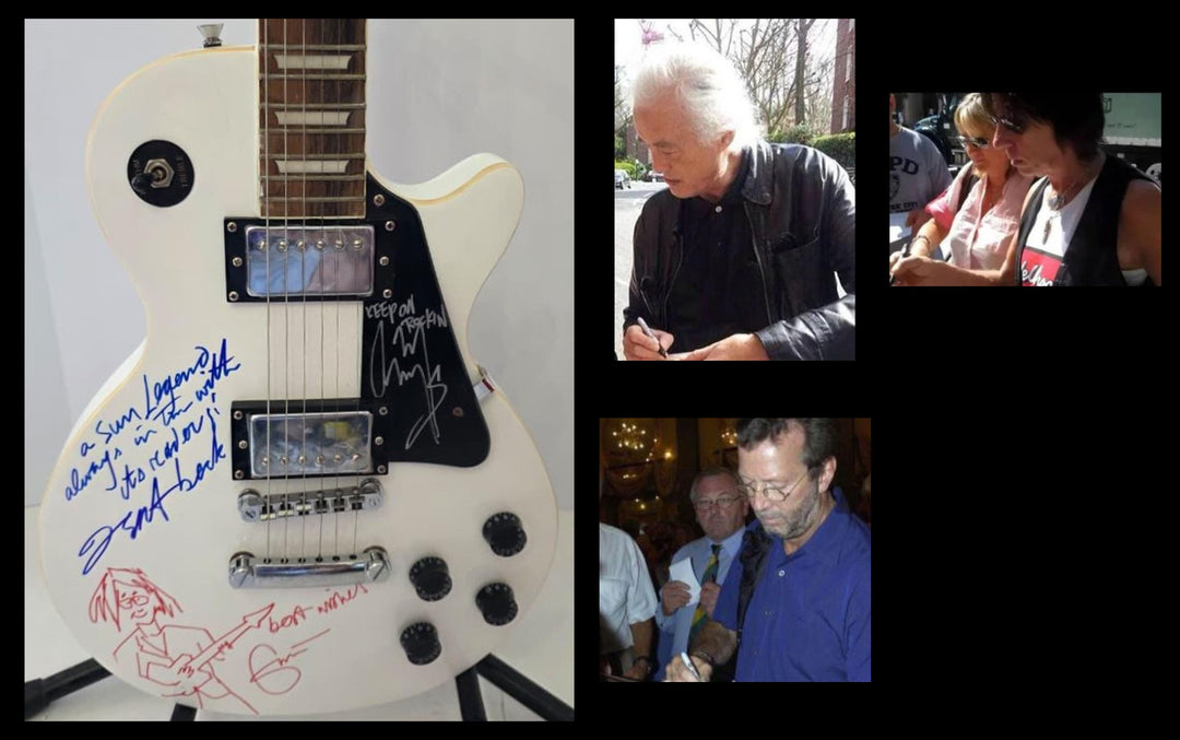 Jeff Beck (inscribed) Eric Clapton (sketch), Jimmy Page (Inscribed)  vintage White les paul electric guitar signed with photo proof and full provenance & CHAT GPT Authentication analysis - AA0926082 - image 6