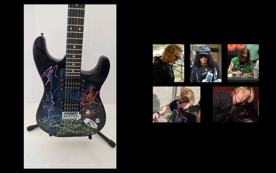 Guns N' Roses Axl Rose, Izzy Stradlin, Duff McKagan and Matt Sorum full size Lightning electric guitar signed with proof and full provenance & CHAT GPT Authentication analysis - AA09260177 - image 6