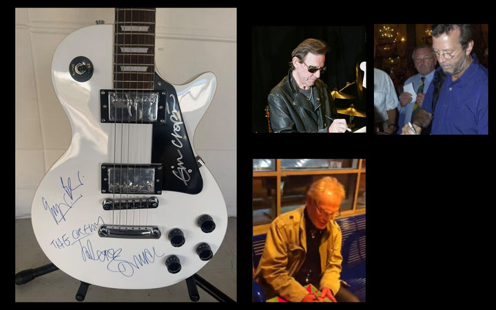 Cream Eric Clapton, Ginger Baker and Jack Bruce vintage white les paul electric guitar signed with photo proof and full provenance & CHAT GPT Authentication analysis - AA09260260 - image 7