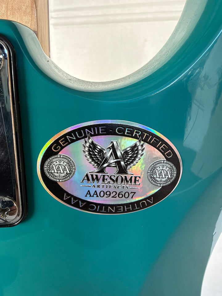 Metallica James Hetfield, Cliff Burton, Lars Ulrich, Kirtk Hammett 1980's Hondo Electric Guitar H-760 Sea Foam Green signed with full certification, AI verification analysis & photo proof - AA092607 - image 7