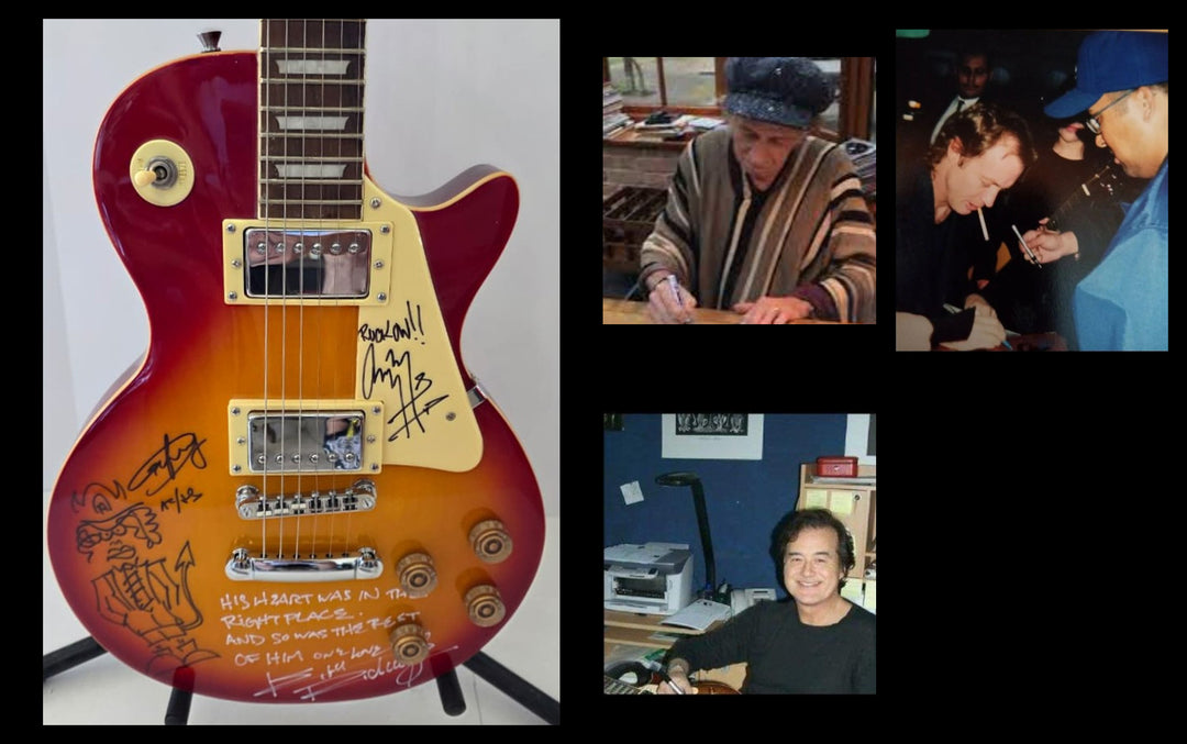 Angus Young, Keith Richards and Jimmy Page vintage cherry les paul electric guitar signed with photo proof and full provenance & CHAT GPT Authentication analysis - AA0926064 - image 7